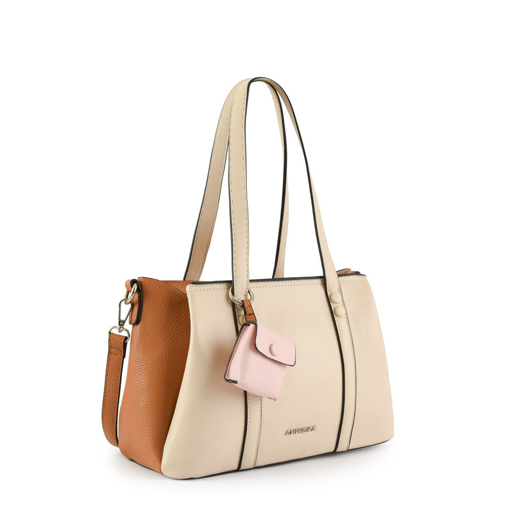 Wallet Two Handles Three divisions Medium Pia Beige