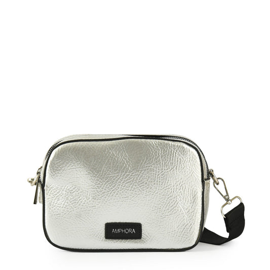 Medium silver marguerite crossbody bag