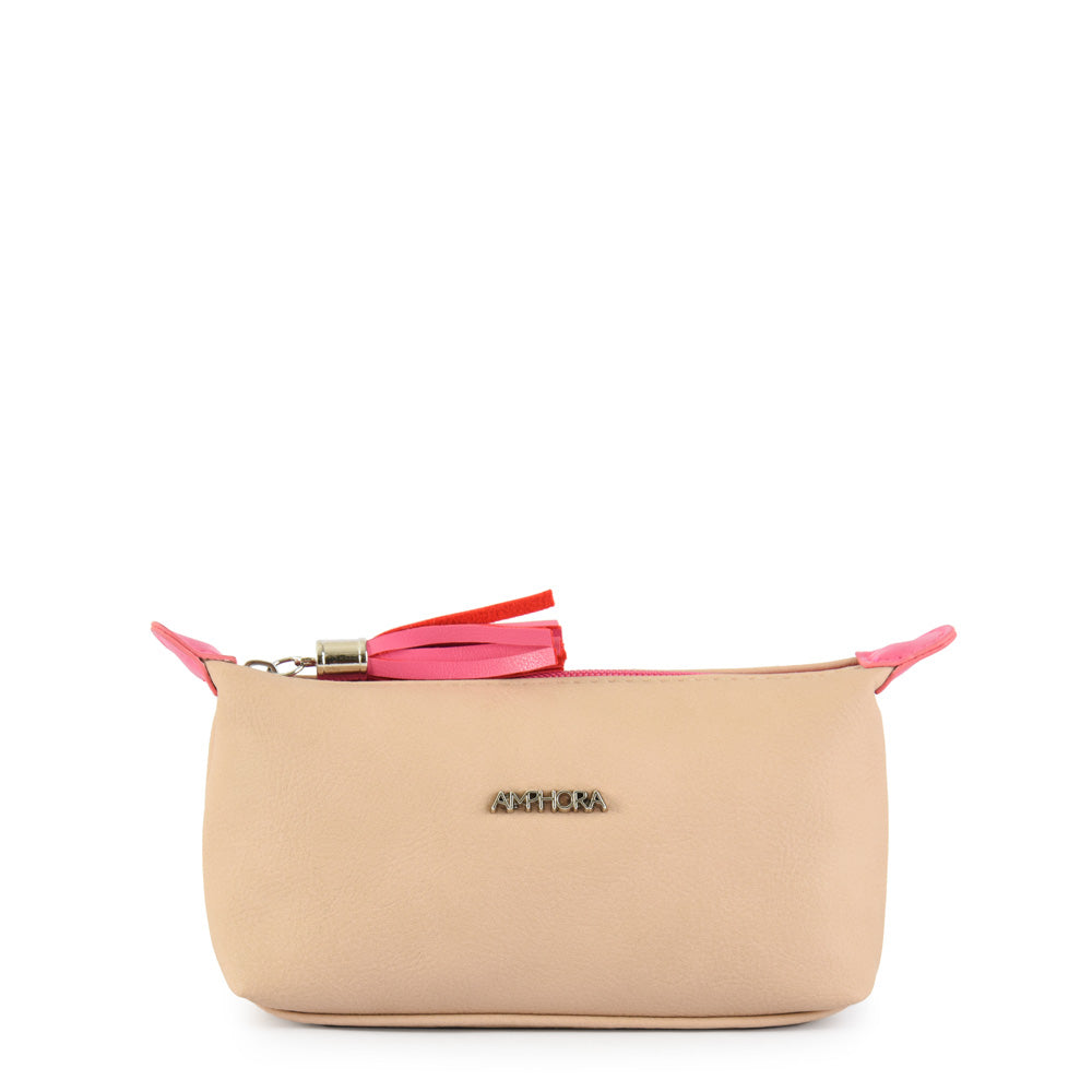 Beige Budapest Oval Cosmetic Bag