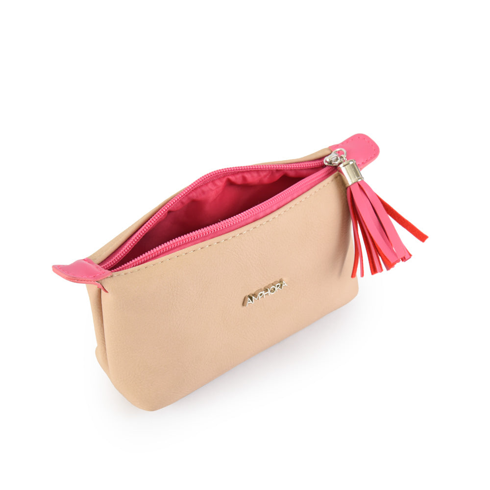 Beige Budapest Oval Cosmetic Bag