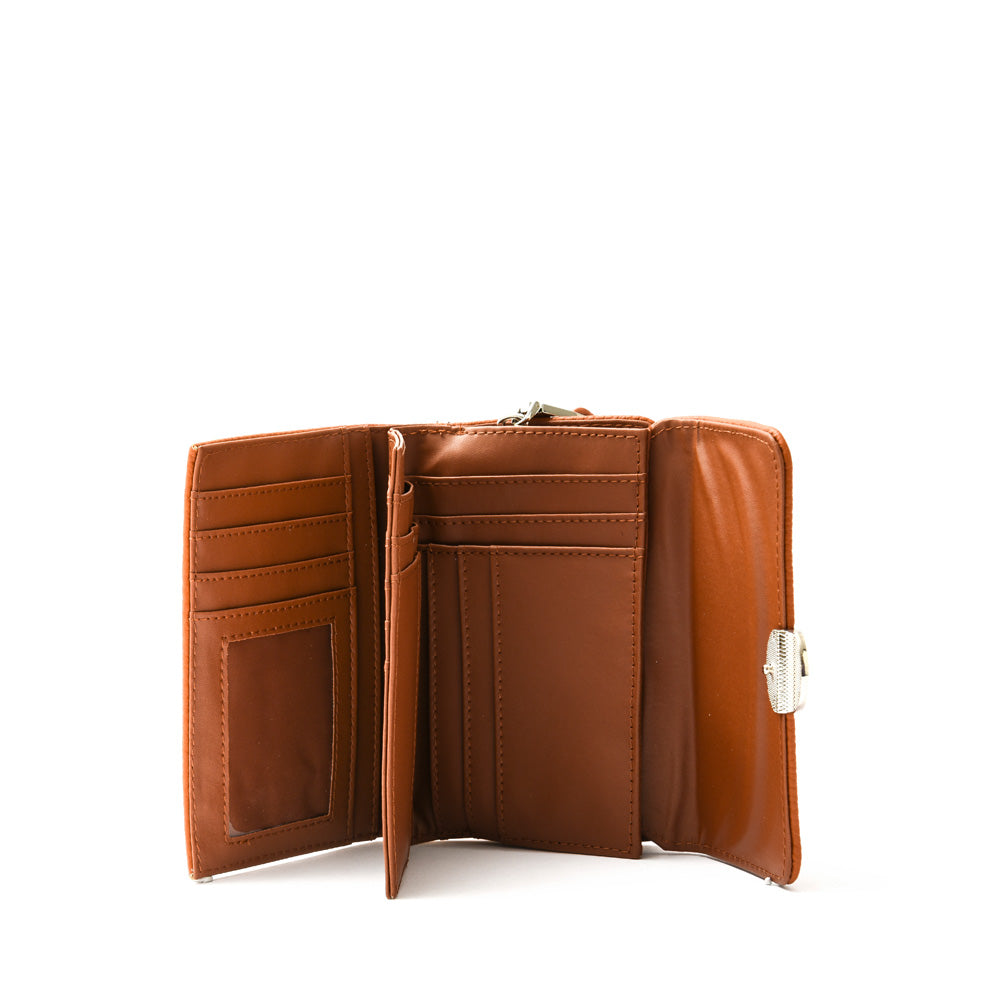 amphora nougat billetera mediano con cierre exterior camel