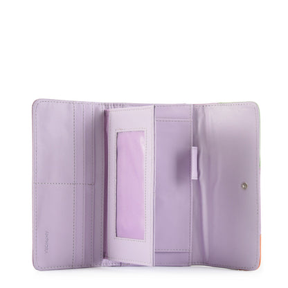 Checkbook with lilac arc flap