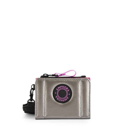 Curitiba small dark silver exterior closure wallet