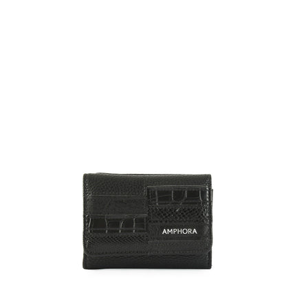 Aina small black exterior closure wallet