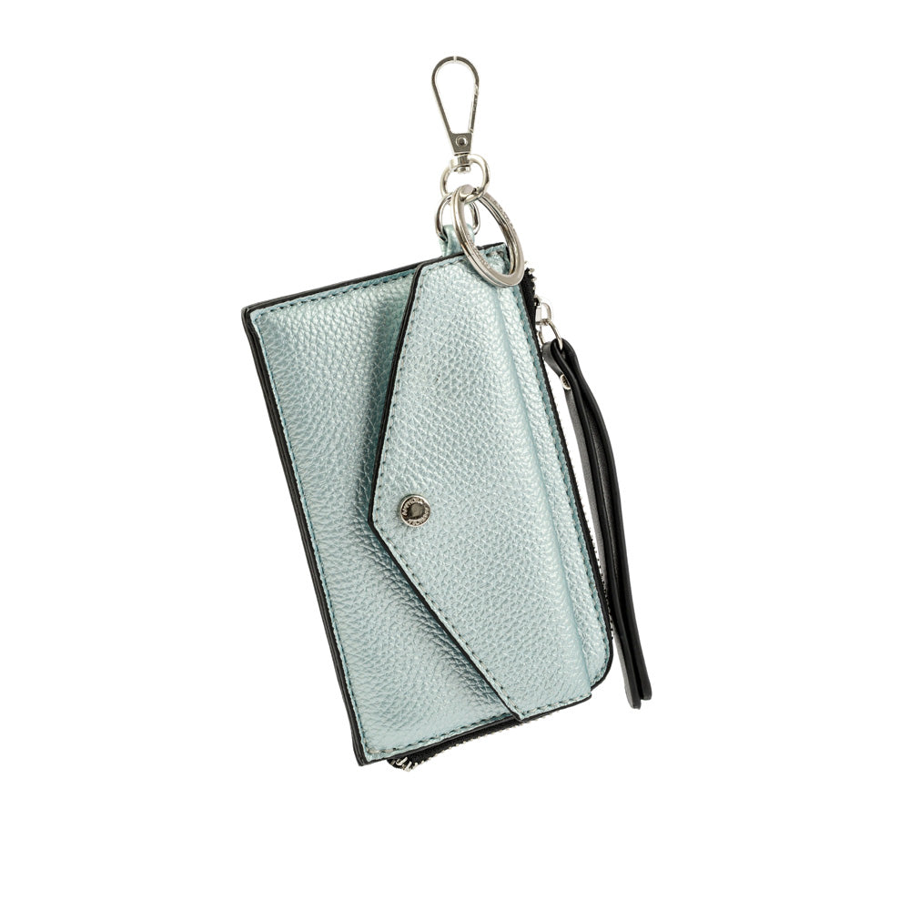 Hanging light blue split card holder