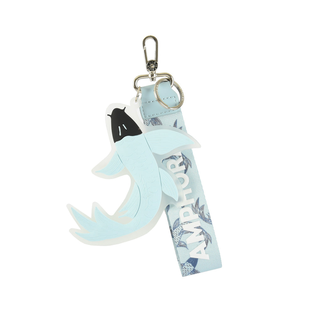 Hanging koi light blue keychain