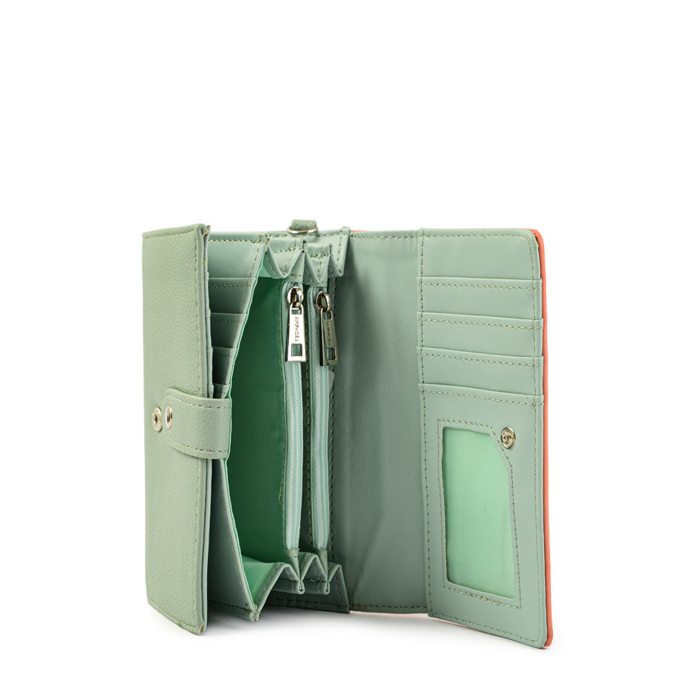 Aqua green bonne medium accordion wallet