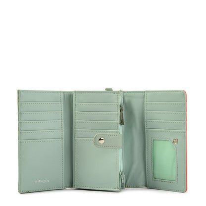 Aqua green bonne medium accordion wallet