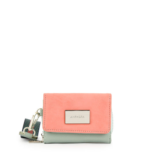 Small aqua green bonne exterior closure wallet