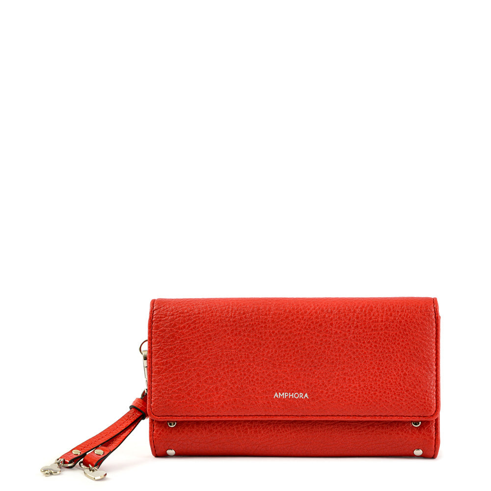 Large red douce exterior closure wallet