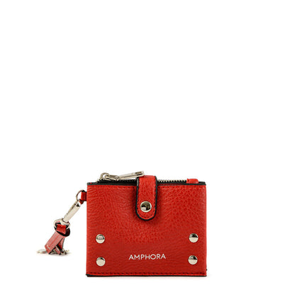 Small red douce exterior closure wallet
