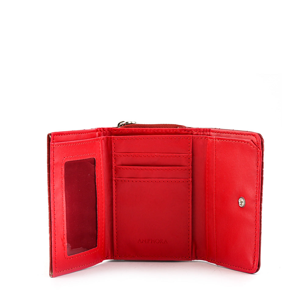 Small Croccos Red Exterior Closure Wallet