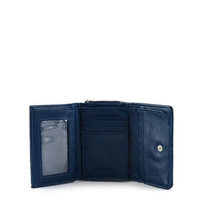 Small Croccos Dark Blue Exterior Closure Wallet