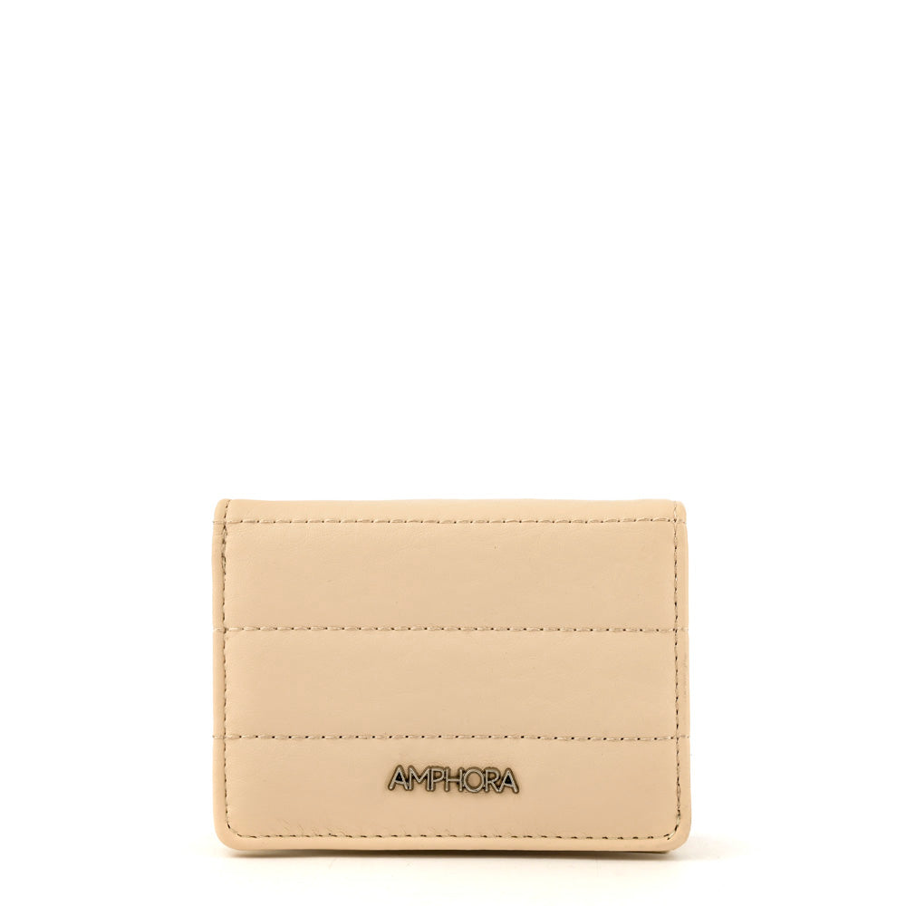 Card holder with interior pocket anima beige