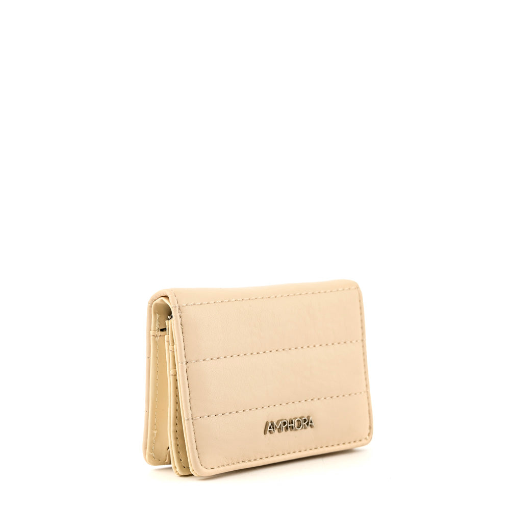 Card holder with interior pocket anima beige