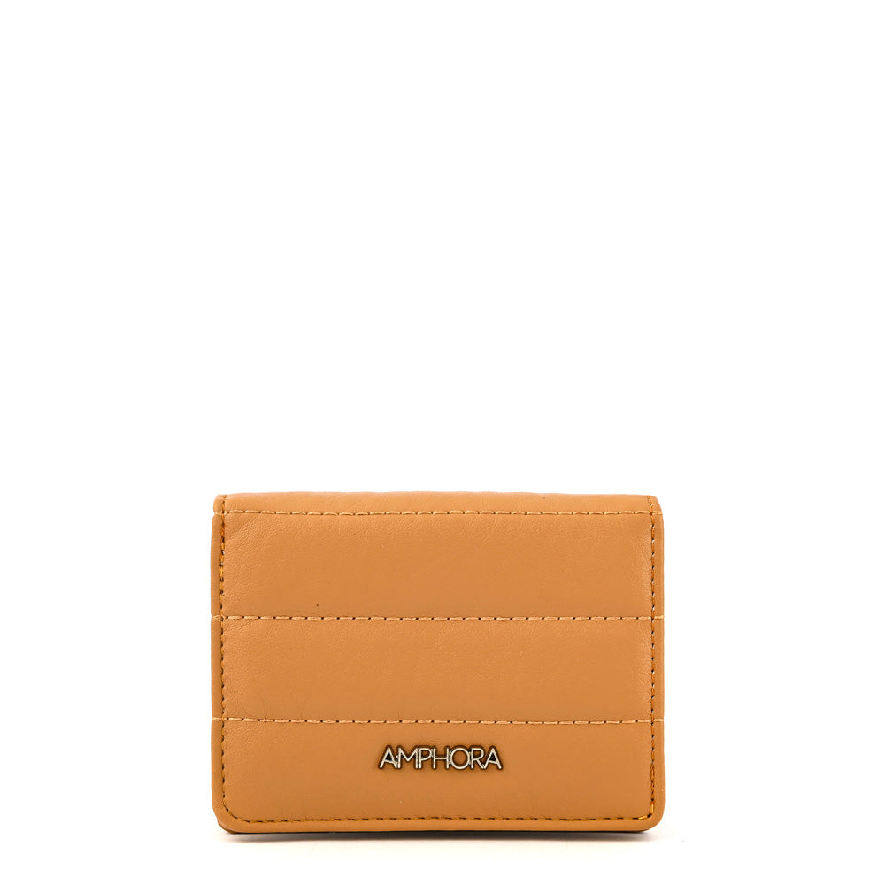 Card holder with interior pocket anima camel