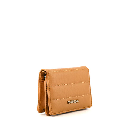 Card holder with interior pocket anima camel