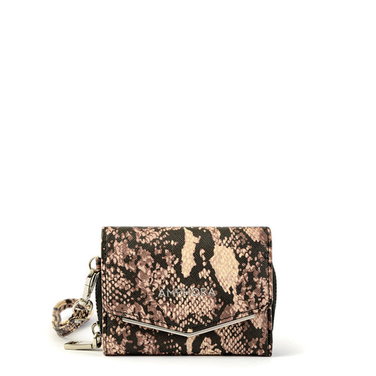 Small eclat black beige exterior closure wallet