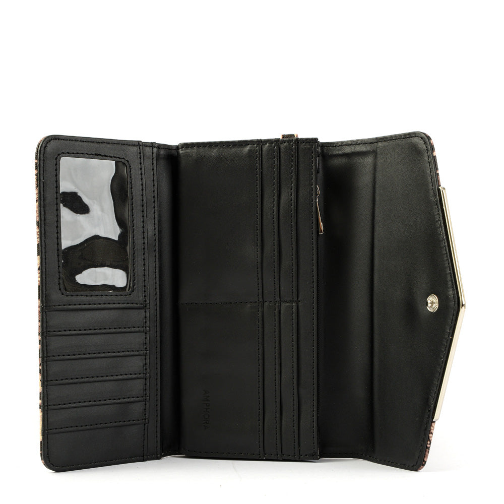 Eclat black beige large exterior closure wallet