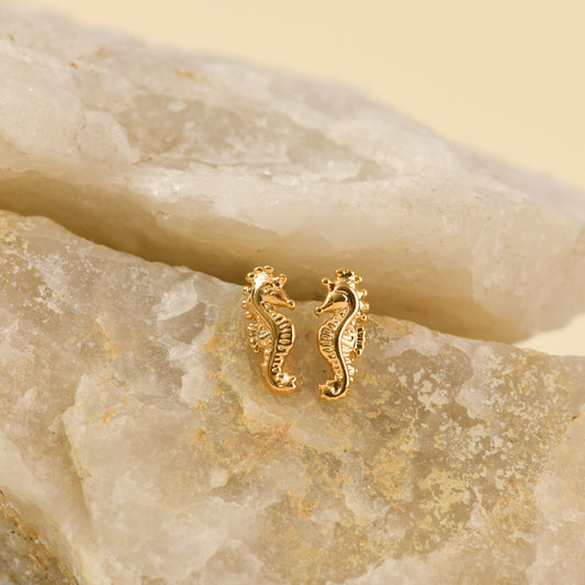 Golden seahorse hoops