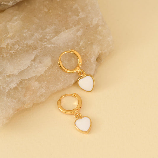 Hoops with golden cuore pendant