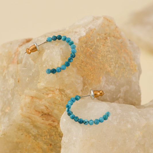 Golden turquoise hoop earrings