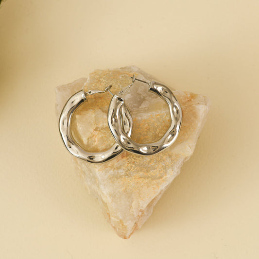 Silver hoop melted hoops