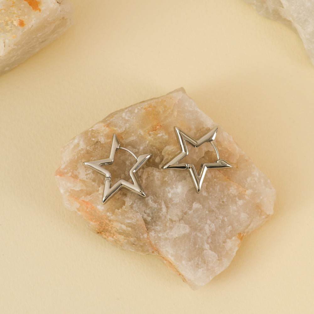 Silver geometric hoops