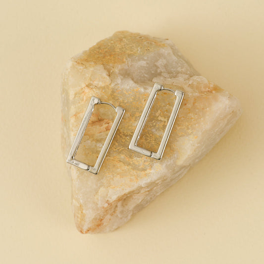 Silver geometric hoops