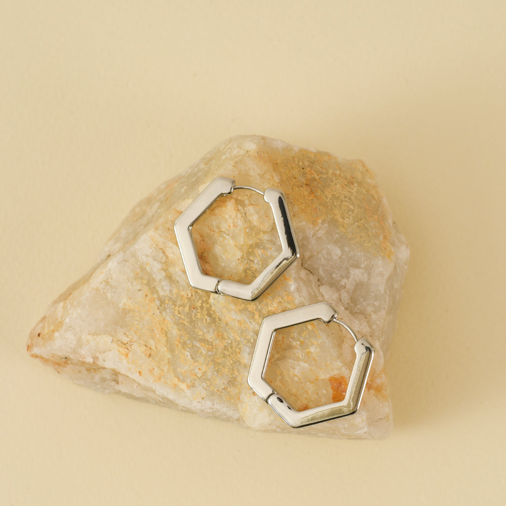 Silver geometric hoops