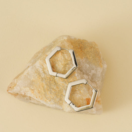 Silver geometric hoops