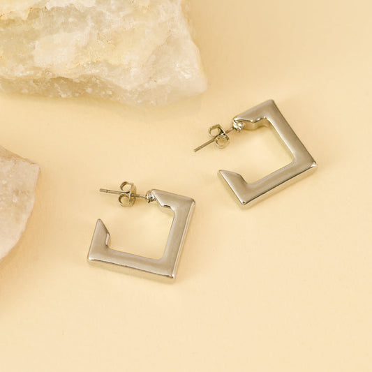 Silver geometric hoops