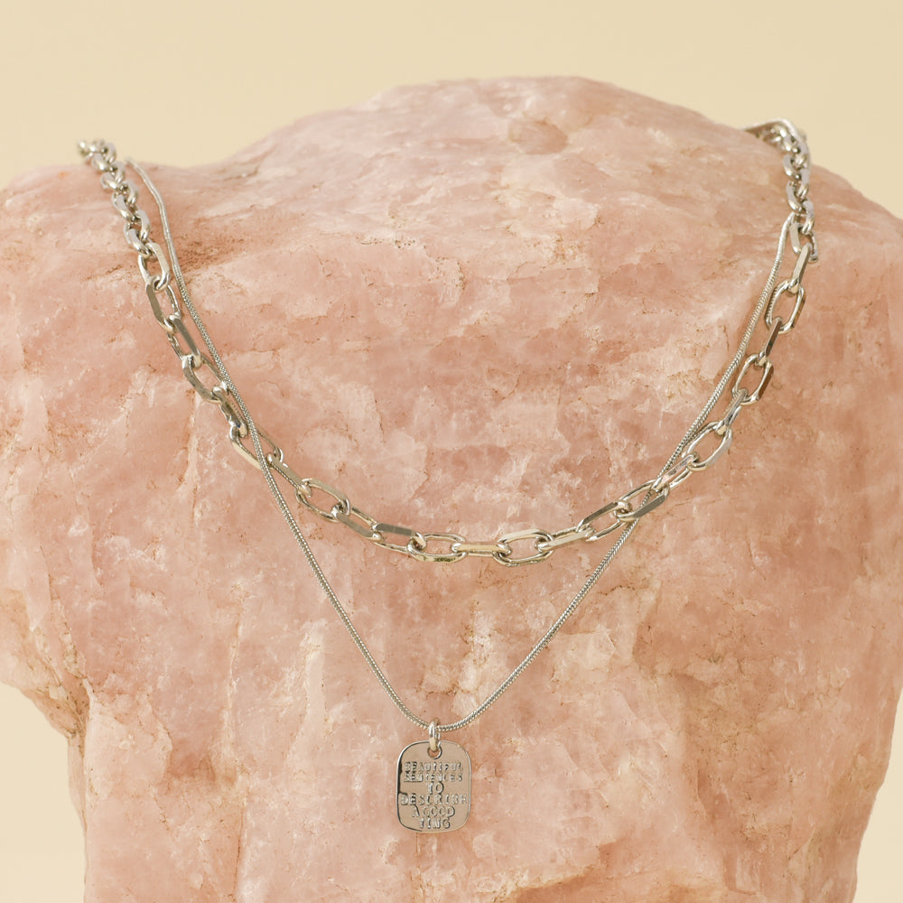 Double silver chain necklace