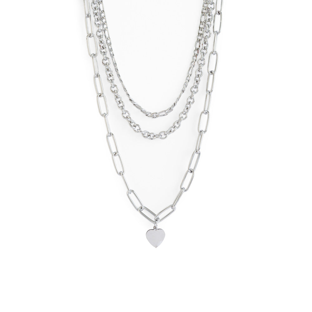 Triple silver chunky necklace