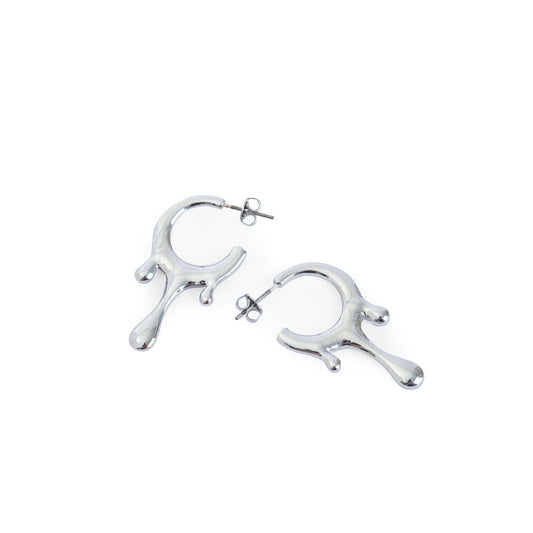 Silver hoop drop earrings