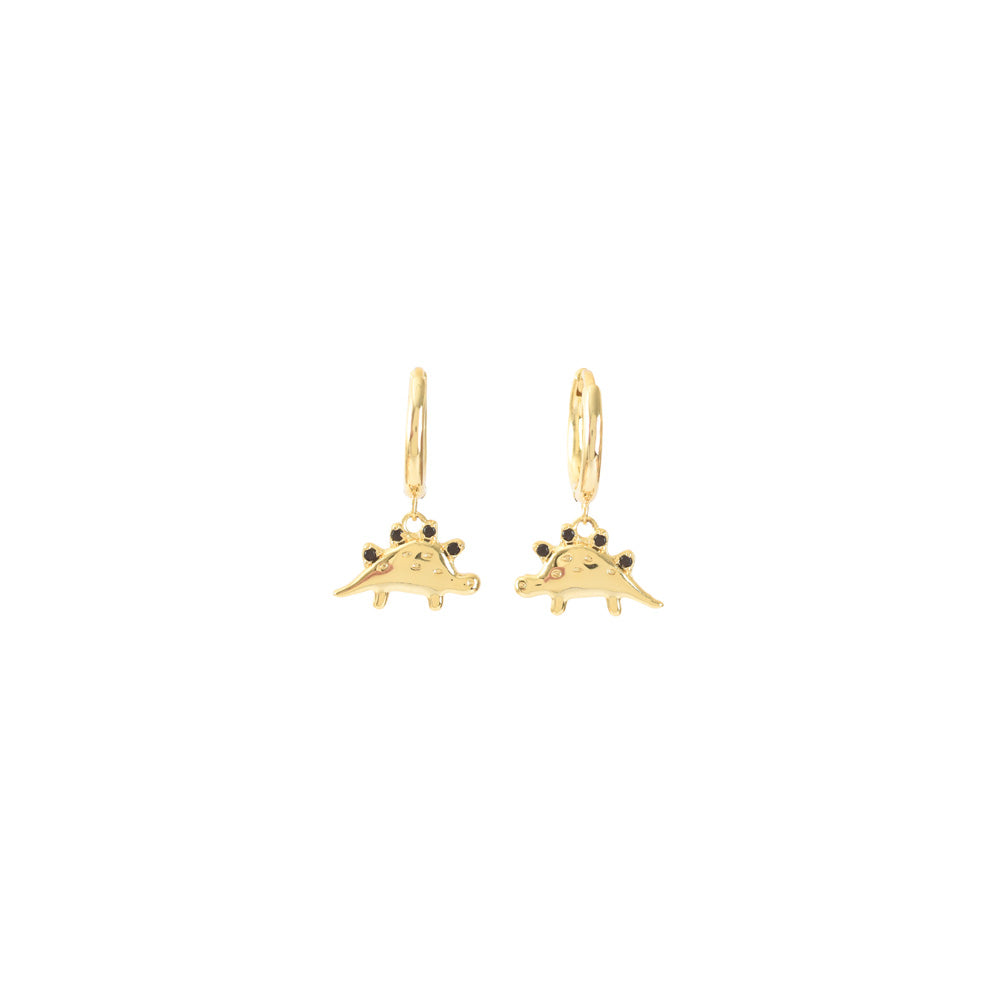 Golden dino animal hoop earrings