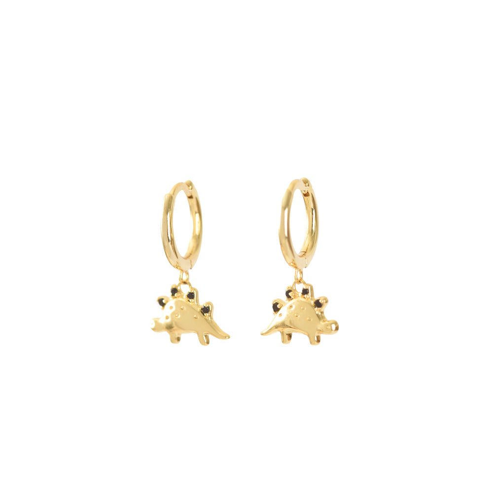 Golden dino animal hoop earrings