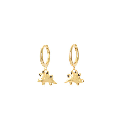 Golden dino animal hoop earrings