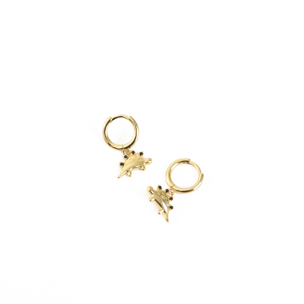 Golden dino animal hoop earrings