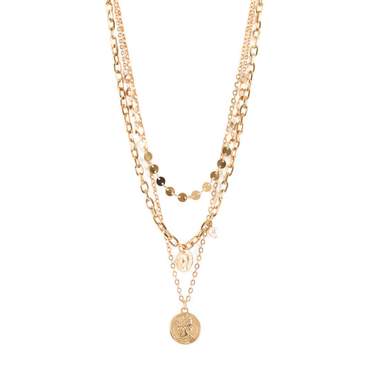 Triple gold coin necklace