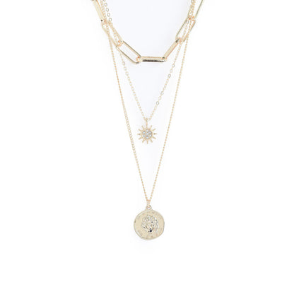 Triple gold coin necklace
