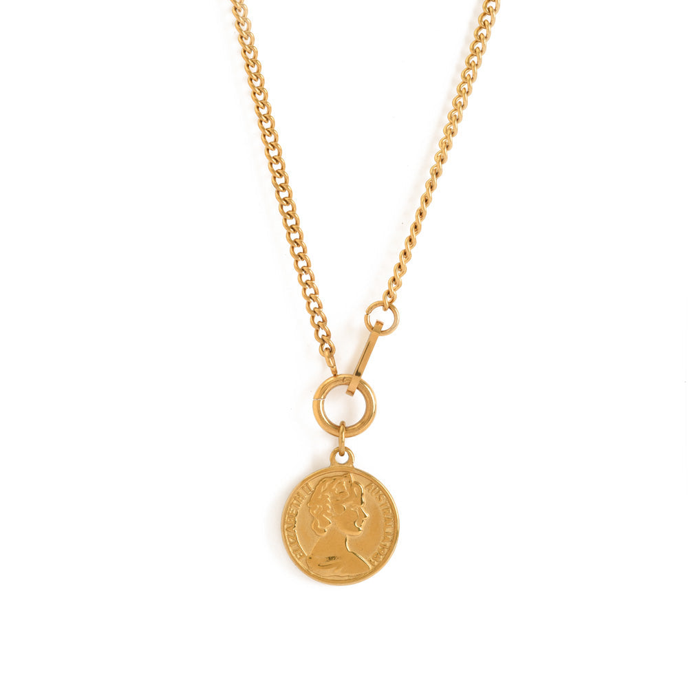 Gold adjustable coin necklace