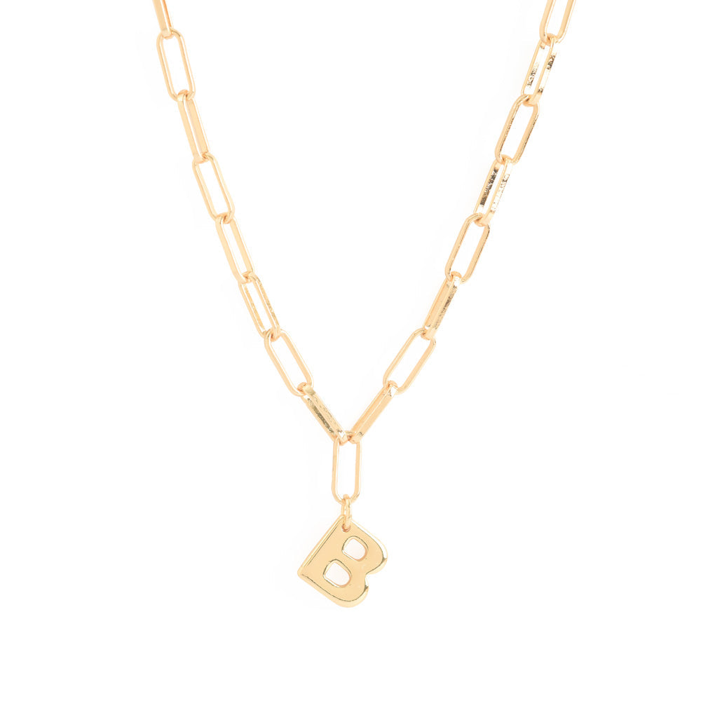 Gold initial b adjustable necklace