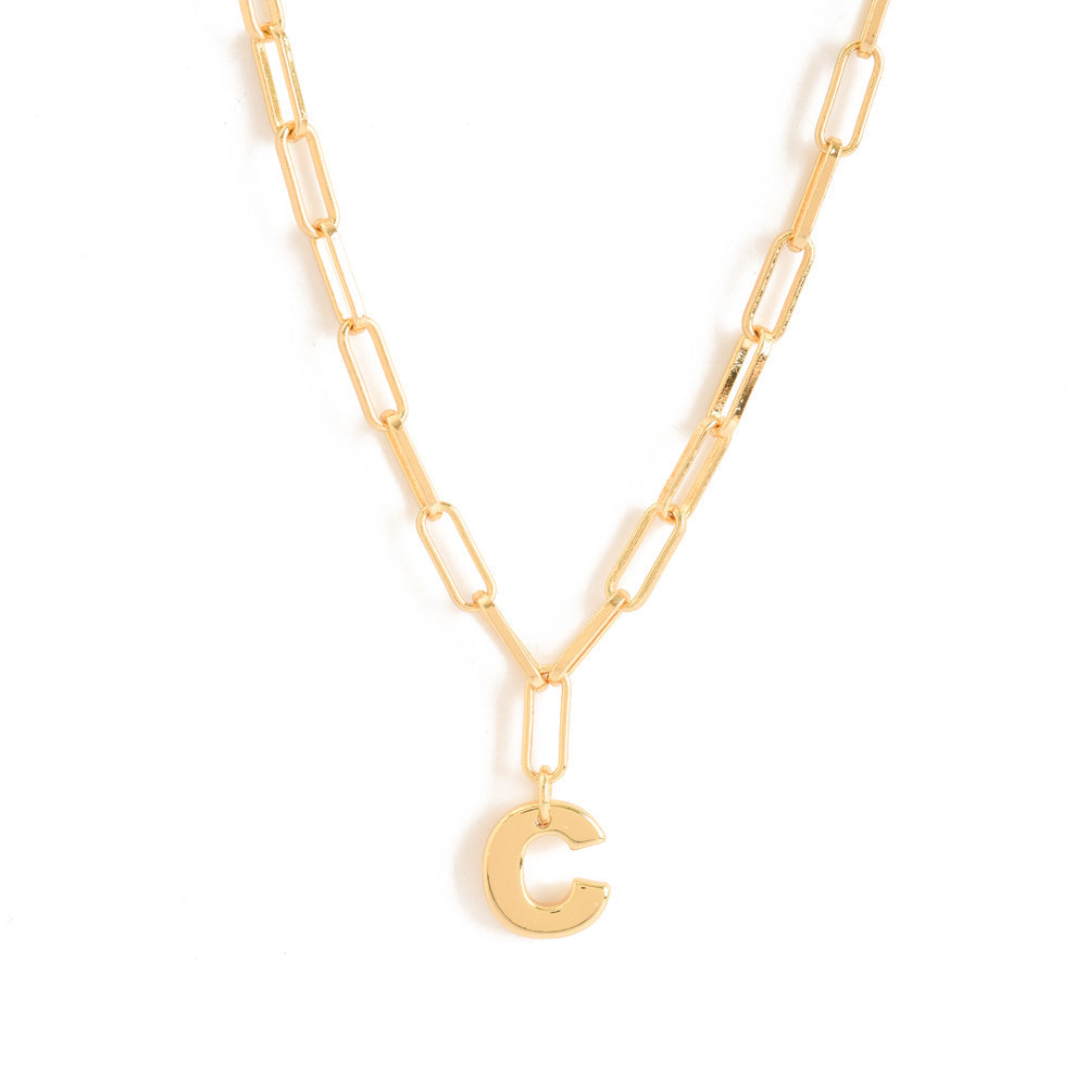 Gold initial c adjustable necklace