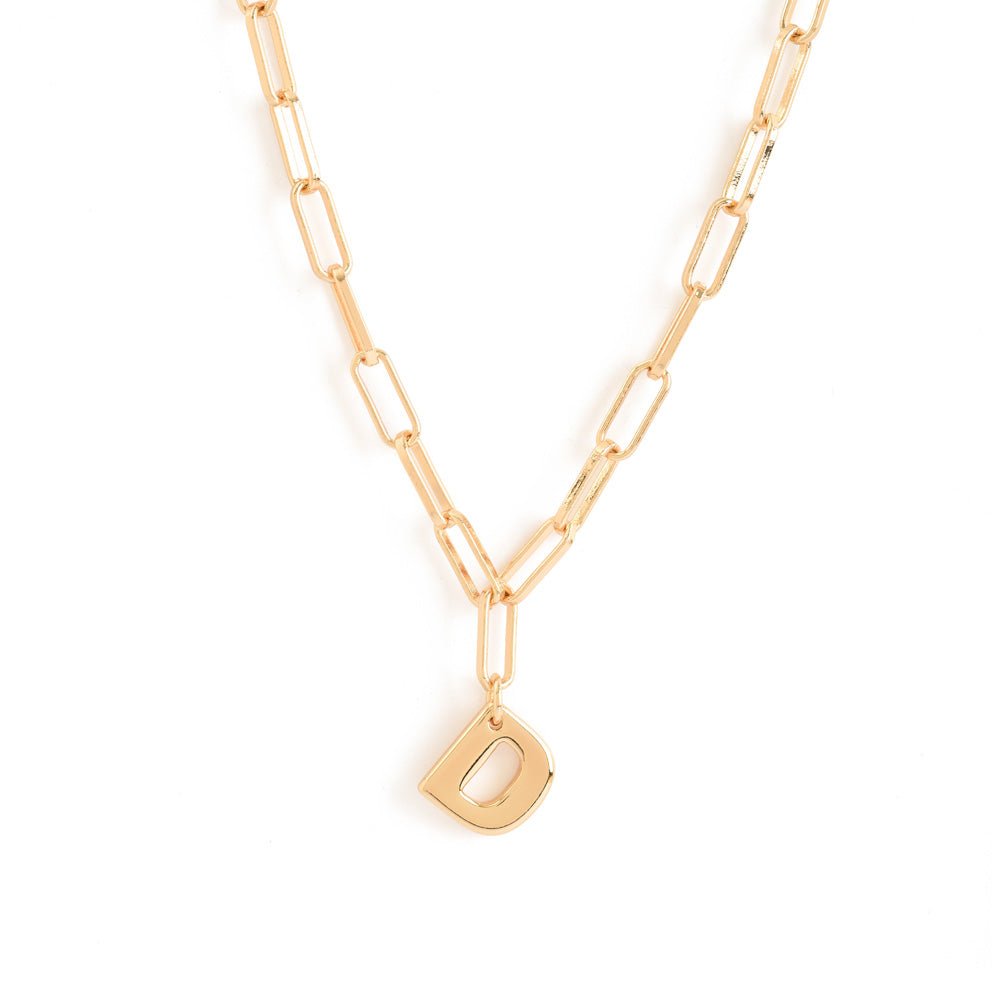 Gold initial d adjustable necklace