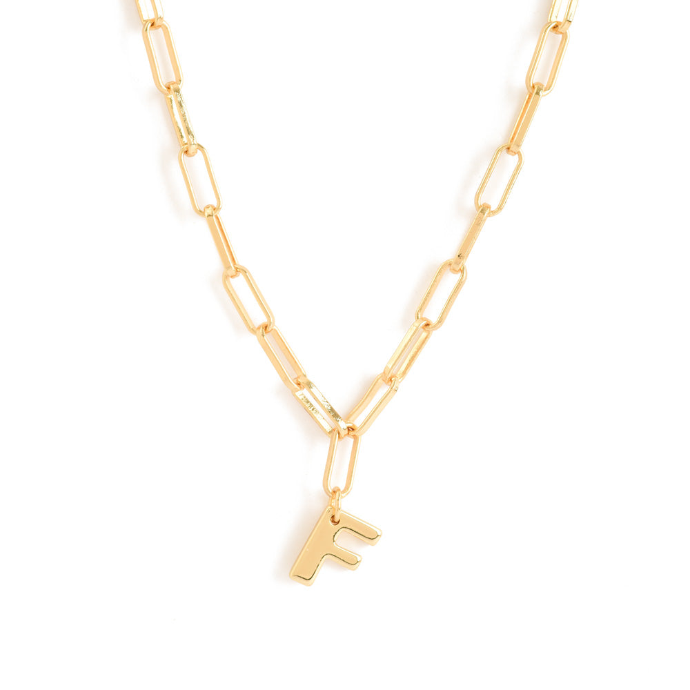 Gold initial f adjustable necklace