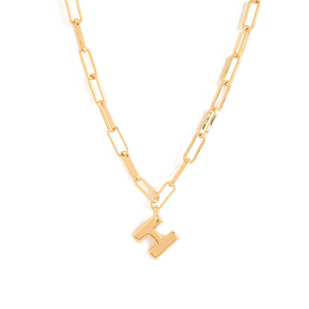 Gold initial h adjustable necklace