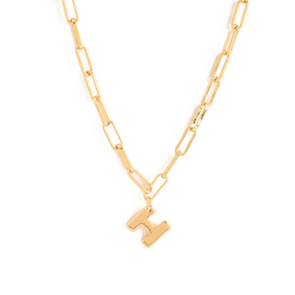 Gold initial h adjustable necklace