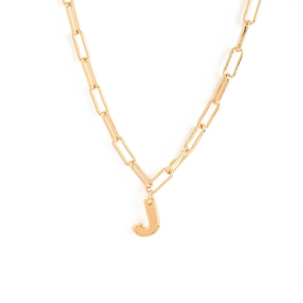 Gold initial j adjustable necklace