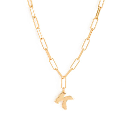 Gold initial k adjustable necklace